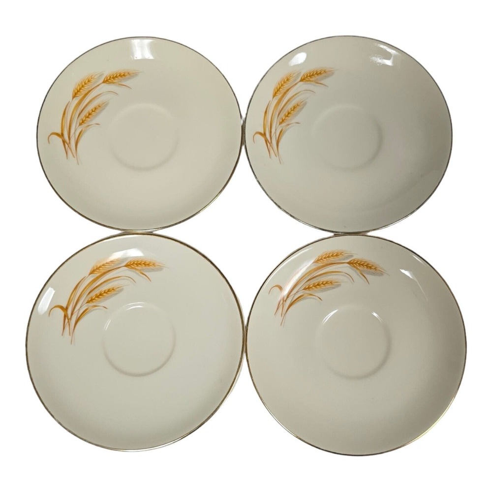 Vintage Golden Wheat 6" Ceramic Saucer Set of 4